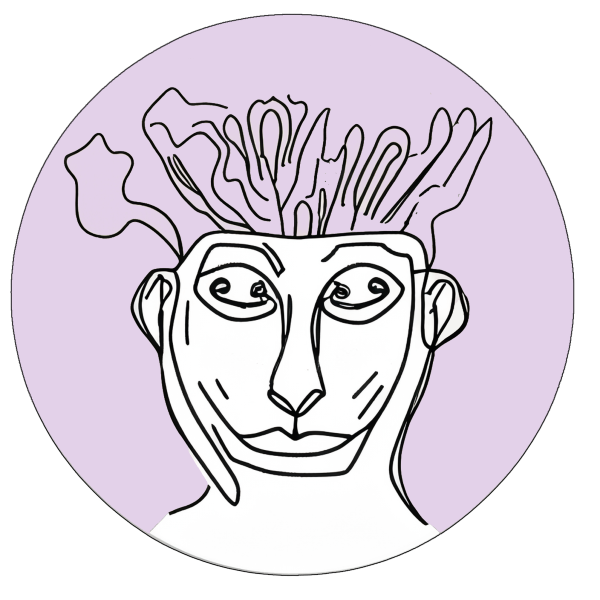 The Bibelotages logo, designed by Leigh Kotsidilis; a line drawing of a Hermes Trismegistus, god and mythological alchemist